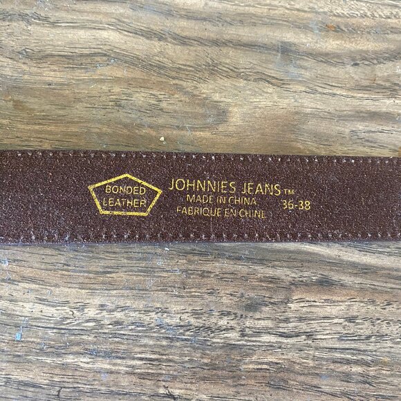 Johnnies Jeans Bonded Leather Belt 36-38 x 1.5", Brown for Men , Like NEW - Picture 2 of 6